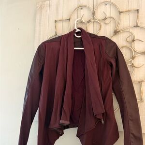 Blank NYC Wine Open-Front Leather-Panel Jacket
